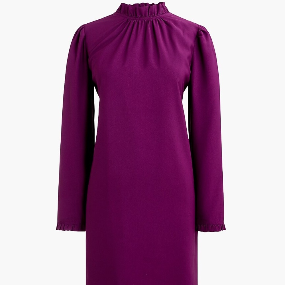 NWT J. Crew Ruffleneck Shift Dress in Spiced Wine